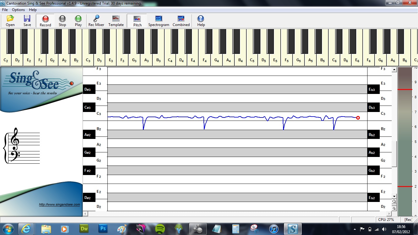 Sing and See jagged pitch trace